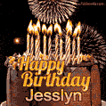 Chocolate Happy Birthday Cake for Jesslyn (GIF)
