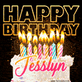 Jesslyn - Animated Happy Birthday Cake GIF Image for WhatsApp