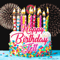 Amazing Animated GIF Image for Jett with Birthday Cake and Fireworks