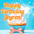 Happy Birthday, Jeyren! Elegant cupcake with a sparkler.
