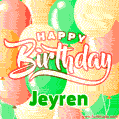 Happy Birthday Image for Jeyren. Colorful Birthday Balloons GIF Animation.
