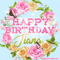 Beautiful Birthday Flowers Card for Jiana with Animated Butterflies