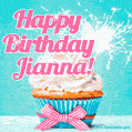 Happy Birthday Jianna! Elegang Sparkling Cupcake GIF Image.