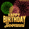 Wishing You A Happy Birthday, Jiovanni! Best fireworks GIF animated greeting card.