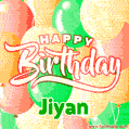 Happy Birthday Image for Jiyan. Colorful Birthday Balloons GIF Animation.