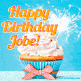 Happy Birthday, Jobe! Elegant cupcake with a sparkler.