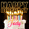 Jody - Animated Happy Birthday Cake GIF Image for WhatsApp