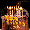 Chocolate Happy Birthday Cake for Jody (GIF)