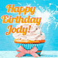 Happy Birthday, Jody! Elegant cupcake with a sparkler.