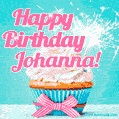 Happy Birthday Johanna! Elegang Sparkling Cupcake GIF Image.