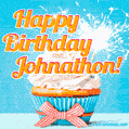 Happy Birthday, Johnathon! Elegant cupcake with a sparkler.