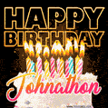 Johnathon - Animated Happy Birthday Cake GIF for WhatsApp