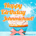 Happy Birthday, Johnmichael! Elegant cupcake with a sparkler.