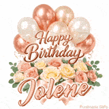 Happy Birthday Jolene animated greeting card with a gorgeous floral arrangement