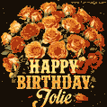 Beautiful bouquet of orange and red roses for Jolie, golden inscription and twinkling stars