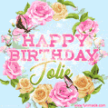 Beautiful Birthday Flowers Card for Jolie with Animated Butterflies