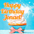 Happy Birthday, Jonael! Elegant cupcake with a sparkler.