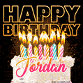 Jordan - Animated Happy Birthday Cake GIF Image for WhatsApp