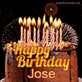 Chocolate Happy Birthday Cake for Jose (GIF)