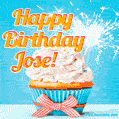 Happy Birthday, Jose! Elegant cupcake with a sparkler.
