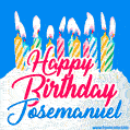 Happy Birthday GIF for Josemanuel with Birthday Cake and Lit Candles