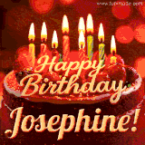 Beautifully decorated red velvet berry birthday cake with vibrant fruits and a glowing 'Josephine' name, adding a touch of sweetness and sparkle.