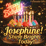 Shimmering gold star particles and neon bokeh lights surrounding a chocolate birthday cake custom-made for Josephine.