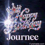 Shimmering animated card displaying a silver crown and glowing space light beams, personalized for Journee.