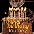 Chocolate Happy Birthday Cake for Journey (GIF)