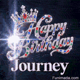 Shiny diamonds and colorful gemstones highlight a royal silver tiara and cursive lettering custom-made for Journey.