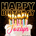 Jozlyn - Animated Happy Birthday Cake GIF Image for WhatsApp