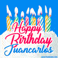 Happy Birthday GIF for Juancarlos with Birthday Cake and Lit Candles
