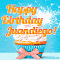 Happy Birthday, Juandiego! Elegant cupcake with a sparkler.