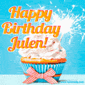 Happy Birthday, Julen! Elegant cupcake with a sparkler.