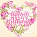 Pink rose heart shaped bouquet - Happy Birthday Card for Julie
