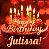 Beautifully decorated red velvet berry birthday cake with vibrant fruits and a glowing 'Julissa' name, adding a touch of sweetness and sparkle.