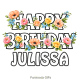 Modern floral Happy Birthday Julissa animated e-card with swaying blooms