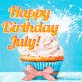Happy Birthday, July! Elegant cupcake with a sparkler.