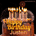Chocolate Happy Birthday Cake for Justen (GIF)