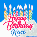 Happy Birthday GIF for Kace with Birthday Cake and Lit Candles