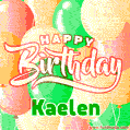 Happy Birthday Image for Kaelen. Colorful Birthday Balloons GIF Animation.