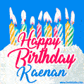 Happy Birthday GIF for Kaenan with Birthday Cake and Lit Candles