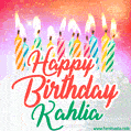Happy Birthday GIF for Kahlia with Birthday Cake and Lit Candles