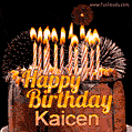 Chocolate Happy Birthday Cake for Kaicen (GIF)