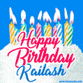 Happy Birthday GIF for Kailash with Birthday Cake and Lit Candles