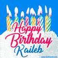 Happy Birthday GIF for Kaileb with Birthday Cake and Lit Candles