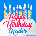 Happy Birthday GIF for Kailer with Birthday Cake and Lit Candles