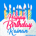 Happy Birthday GIF for Kainan with Birthday Cake and Lit Candles
