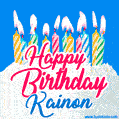 Happy Birthday GIF for Kainon with Birthday Cake and Lit Candles