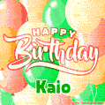 Happy Birthday Image for Kaio. Colorful Birthday Balloons GIF Animation.